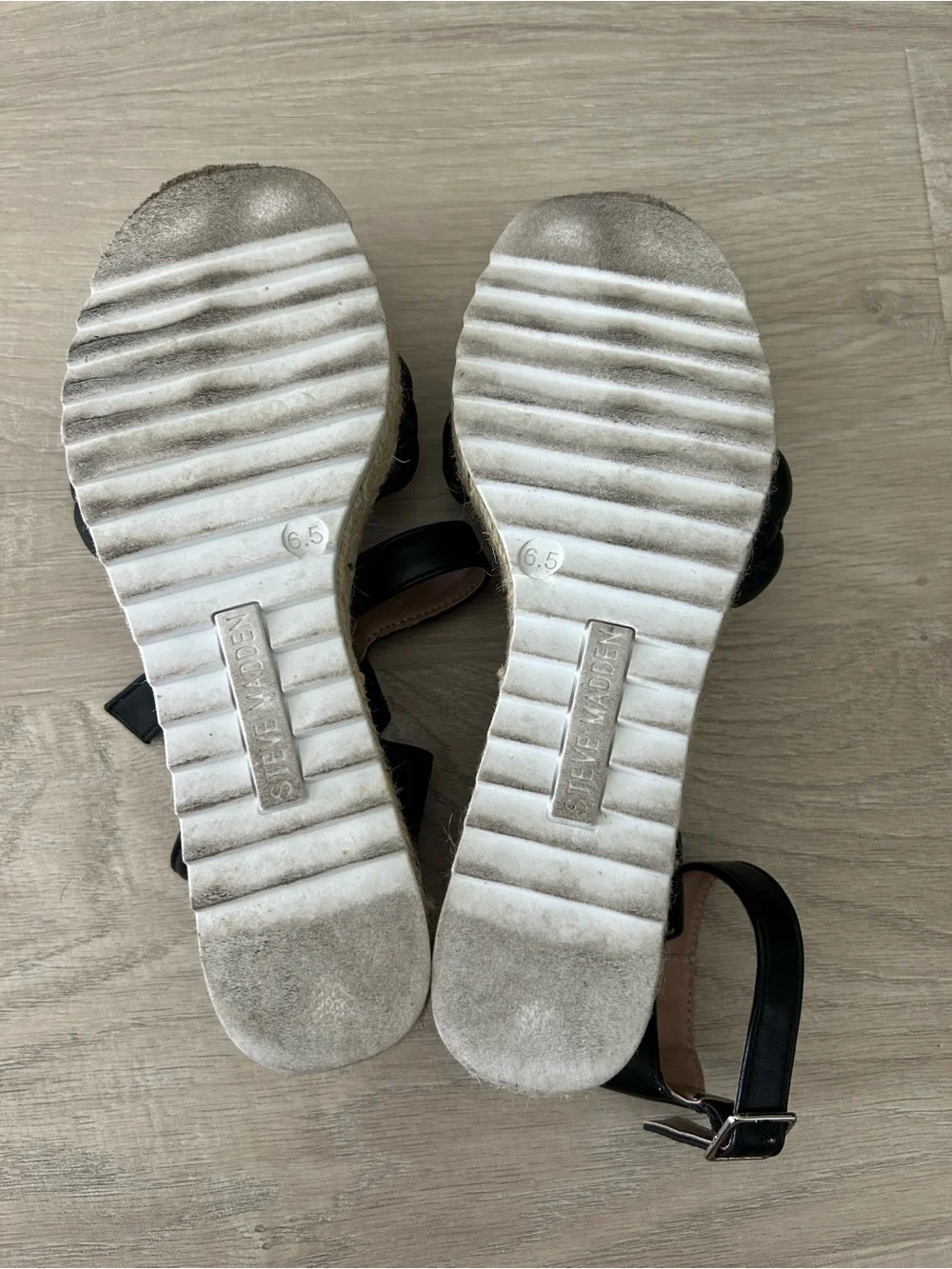 Steve Madden Black Braided Espadrille Wedge Sandals